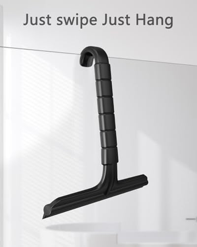 Shower Squeegee for Glass Doors, 8 Inch Bathroom Squeegee for Shower Glass | Silicone Rust-Proof, Streak-Free No Squeak, Shower Door Squeegee with Hook for Shower Glass, Tile Walls, Mirror, Windows, Car