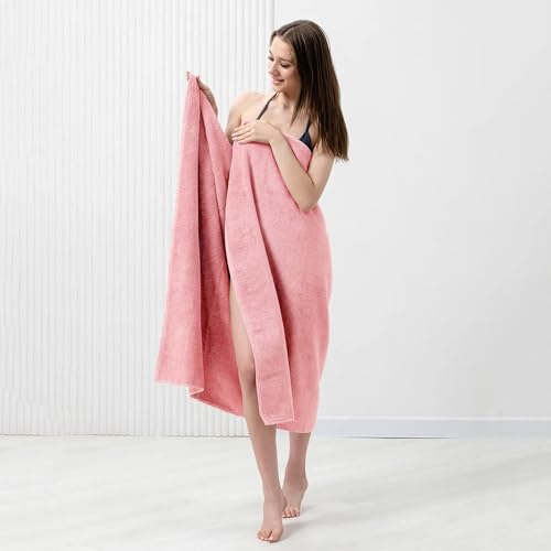 Bath Sheets – 550 GSM Extra Large Bathroom Sheet Set – Pack of 2 Jumbo Towels Baby Pink (71x35in) – 100% Ring Spun Cotton Soft Quick Dry Large Bath Towels for Adults Hotel Spa Bathroom Use - color: Baby Pink, size: Bath Sheets