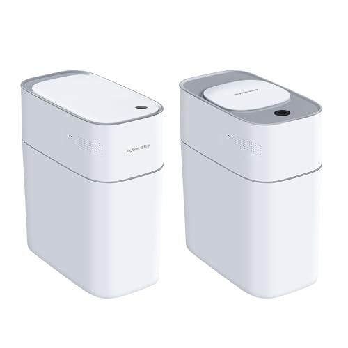JOYBOS Bathroom Trash Can with Lid Automatic Garbage Can, 3 Gallon Slim Electric Waterproof Narrow Small Garbage Bin,Plastic Trash Bin, 14 L Motion Sensor Rubbish Can for Bedroom Office Toilet
