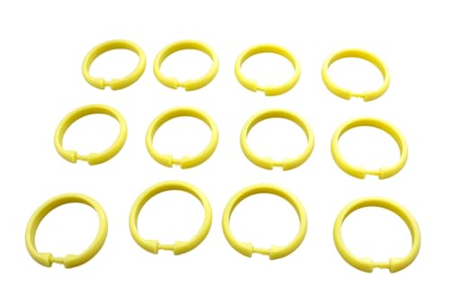 12 Piece Plastic Basic Locking Round Hook Easy Gliding Shower Curtain Rings Fits All Standard Size Shower Rods (Yellow) - color: Yellow