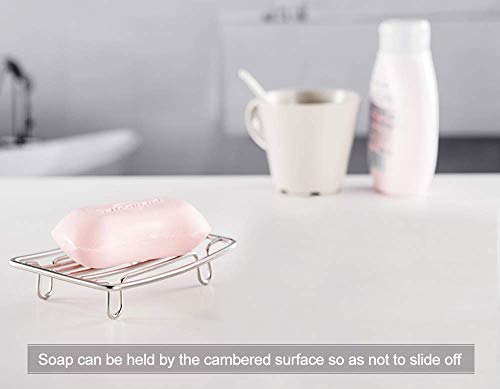 Bar Soap Dish Holder for Shower Bathroom Stainless Steel Rust Proof Self Draining, Chrome-2 Pack - color: Chrome-rectangular 2p
