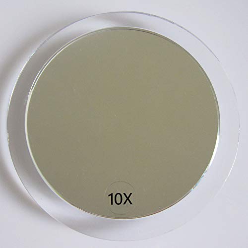 SANTOO 10X Magnifying Mirror - with 3 Mounting Suction Cups - Used for Precise Makeup - Eyebrows/Tweezing - Blackhead/Blemish Removal - Bathroom/Travel Makeup Mirror - 6 Inch Round - color: 10x