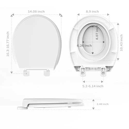Round Toilet Seat with Built-In Toddler Seat, 2-in-1 Potty Training, White | Soft Close, Magnetic Child Seat, Quick Release, Easy Clean PP Plastic for Adults & Kids, Fits Most Standard Round Toilets - color: White, size: with toddler seat 1 Pack
