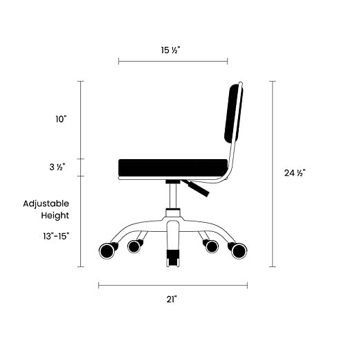 Dayton Rolling Bathroom Seat (Cappuccino) Pneumatic, Short Stool with Adjustable Height 13"-15", Perfect for Bathroom Tub Height, Paded Shower Bench with Back-Support - color: Cappuccino