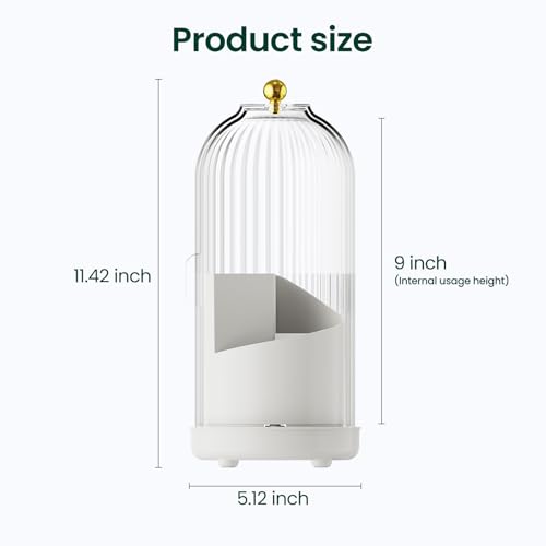 Toothbrush Holders with Cover, Rotating Toothbrush Holder, with Dustproof Transparent Cover and Drainage, Multi-Purpose Storage for Bathrooms, Makeup Brushes, for Students, Office & Vanity Use