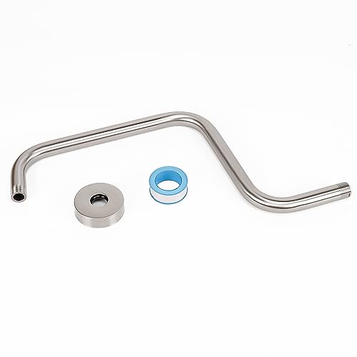S Shaped Shower Arm, High Rise Shower Head Extension Pipe Standard 1/2" Connection with Flange, Awesome Shower Experience-Stainless Steel Bathroom Accessory(16 Inch Z-S Shape, Brushed Nickel) - color: Brushed Nickel, style: 16" Z Shape