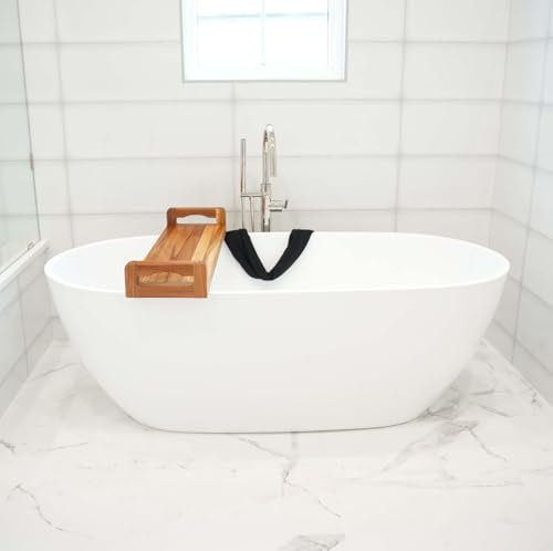 EcoDecors, 34 inch, with LiftAid Handles, Bath Tray for Tub, Bath Tub Tray Wood, Bathtub Table, Caddy for Bathtub in Natural Teak - style: 34"- LiftAid Handles
