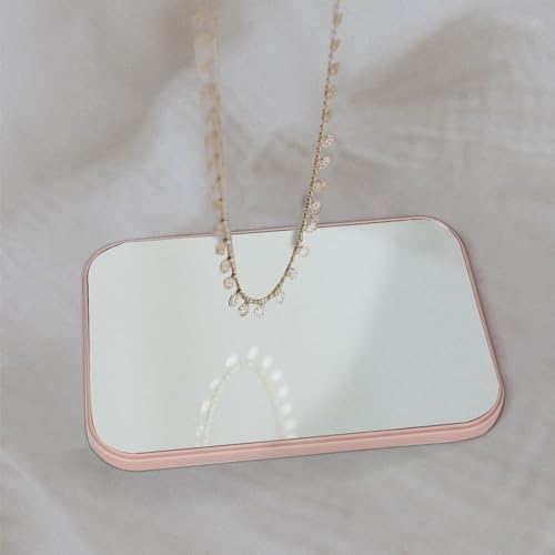 2Pcs Table Desk Vanity 8-Inch Makeup Mirror, Simple Portable Travel Mirror with Stand, Standing and Wall Hanging Dual-use Pink - color: 2pcs-pink