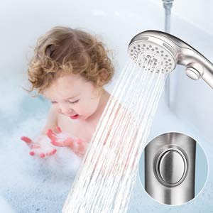 Shower Head, High Pressure 6 Setting Shower Head Hand-Held with ON/OFF Switch and Spa Spray Mode - Shower Heads with Handheld Spray High Pressure - Brushed Nickel - color: Brushed Nickel, style: Modern