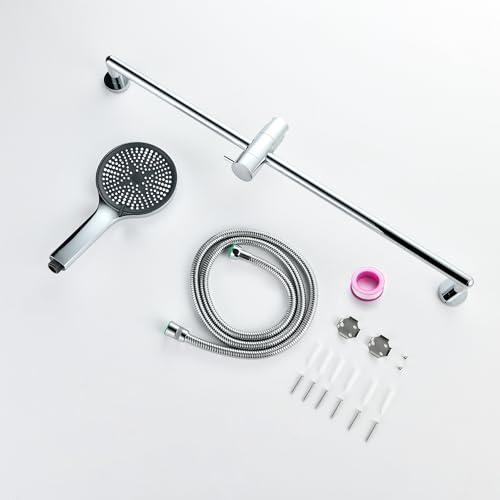 Handheld Shower Head with Slide Bar, 26 Inch Stainless Steel Shower Slide Bar with 3 Function Shower Head, Chrome - style: Chrome