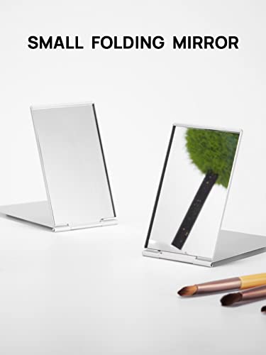 Compact Mirror, 3.3" L x 2.2" W, Small Mirror for Travel, Silver | Mini Mirror for Purse, Pocket, Desk; Ultra-Thin & Light Aluminum Fits Travel Accessories; Folding Mirror for Desk & Handheld