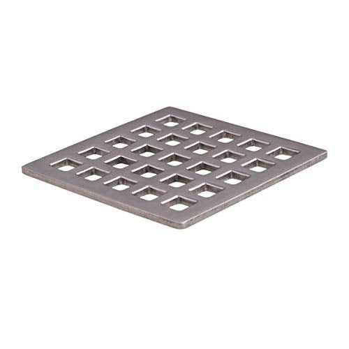 Uni-Green 3-3/4 inch Square Shower Drain Grate - 3.75" Brushed Nickel Shower Floor Drain Cover Replacement - SUS304 Stainless Steel Hair Catcher/Drain Strainer for Bathrooms, Showers - color: Brushed Nickle