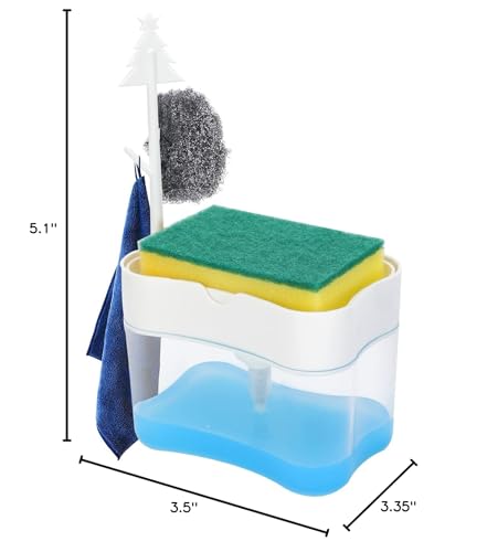 New 2026 Version Premium Quality Dish Soap Dispenser - Countertop Kitchen Soap Dispenser, Sink Dish Washing Soap Dispenser 13 Ounces (Sponge Included) - color: White