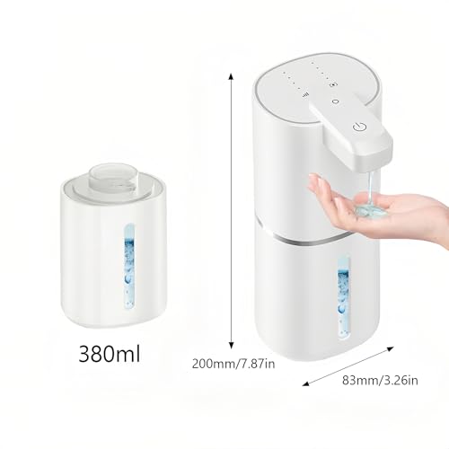 Tiiyee Automatic Liquid Soap Dispenser, Touchless Hand Soap Pump 380mL | Rechargeable Soap Sensor Dispenser, Countertop or Wall Mounted, 4 Gear Volume Control Dispensing for Kitchen Bathroom Office - size: Liquid