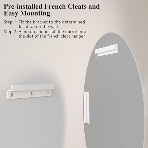 Frameless Oval Mirror, 24"x32" Beveled Bathroom Vanity Mirrors | 20mm beveled edge, 5mm HD glass, frameless, anti-rust, shatterproof, french cleat, horizontally or vertically - size: 24"L x 32"W