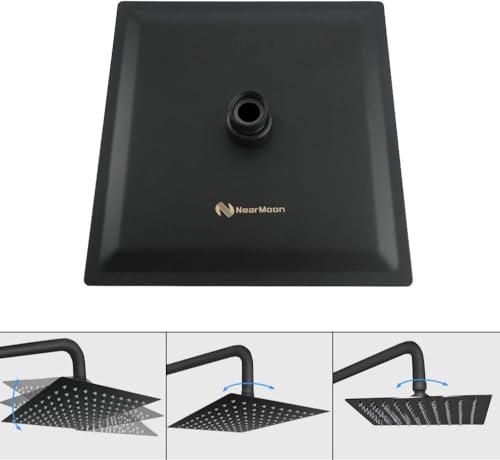 NearMoon Rain Shower Head, High Flow Stainless Steel Square Rainfall Shower, High Pressure Design, Awesome Shower Experience Even At Low Water Flow (8 Inch, Matte Black) - color: Matte Black, size: 8 Inch Square