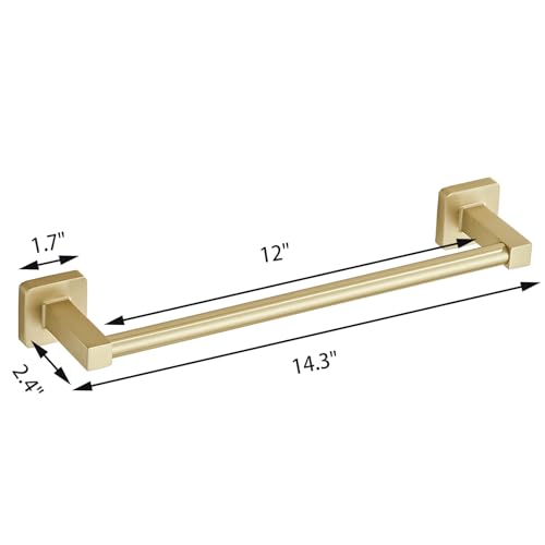 Wall Mounted Towel Rack for Bathroom, 12 Inch Brushed Light Gold Towel Bar with Stainless Rack and Hand Towel Holder, Bathroom Towel Racks and Shower Towel Rack (Gold, 14 Inch) - color: Brushed Light Gold, size: 12In