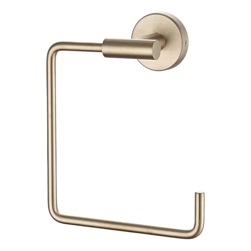 JQK Towel Ring Champagne Bronze, Stainless Steel Square Ring Towel Holder for Bathroom, 6 Inch Wall Mount, TR140-CB - color: Champagne Bronze
