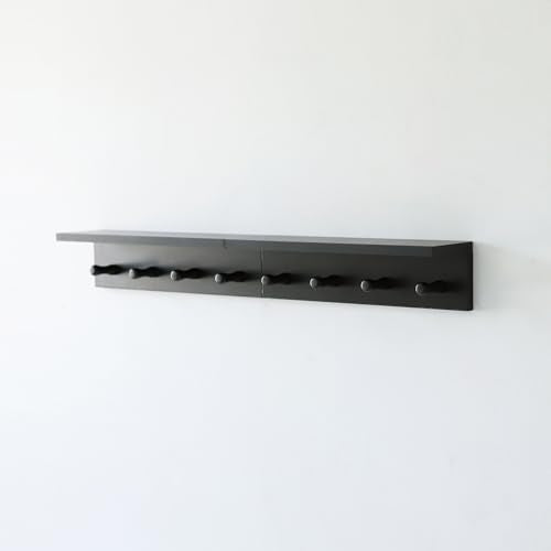 Entrance Coat Rack ,Coat Hooks, Wall-Mounted Wooden Hook Rack, Wall-Mounted Shelves are Very Suitable (Black Color Finish—A-2) - style: black color finish—A-2