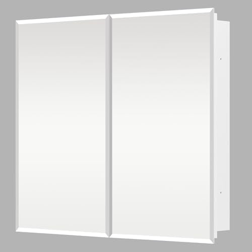 Medicine Cabinet with Mirror, 32x26 Inch Bathroom Mirrored Cabinet with Double Doors, Extra Storage Space, Bevel Mirror Wall Cabinet, Recessed or Surface Mount - style: CS5004A-3226