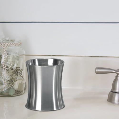 Toothbrush Holder, Bathroom Tumbler Cup, Stainless Steel Rinse Cup, Brushed Finish Decorative Vanity Organizer for Makeup Brushes, Lipsticks, Cotton Swabs