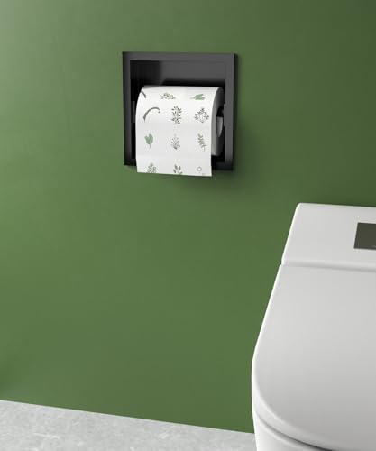 BARONAGE Recessed Toilet Paper Holder 6 Inch, Matte Black | Built-in Toilet Paper Holders, 304 Stainless Steel Tissue Roll Holder Niche, Toilets Paper Dispenser Insert, Bathroom Niche - color: Black, size: 6 Inch
