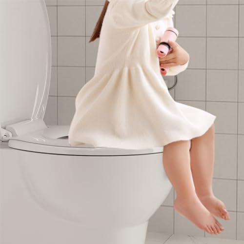 GarveeHome Round Built-In Toddler Toilet Seat – 17" White Potty Training Seat with No-Wiggle Grip, Easy-Install & Quick-Release for Kids & Adults – Fits Standard Elongated Toilets, - color: Adult & Toddler Seat & standard, size: Round & White