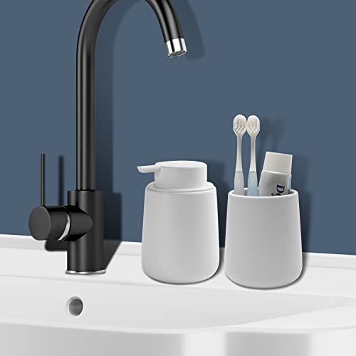 Soap Foaming Dispenser Ceramic with Easy-to-Press Pump Hand Foam Dispenser for Shampoo Bathroom Kitchen 12 oz 2pcs - color: Foam-white