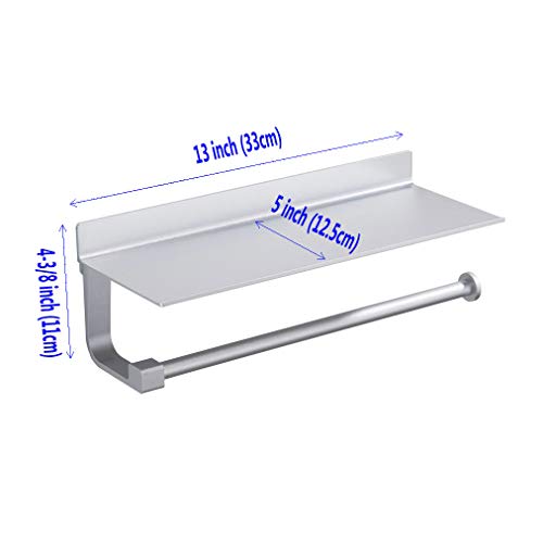 Paper Towel Holder with Shelf,Wall Mount 2-in-1 for Kitchen Shower Bathroom Organizer Storage