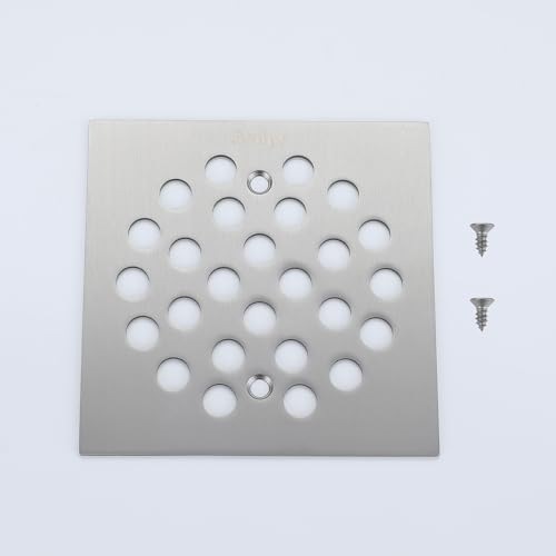 Square 4-1/4 Inch Screw-in Shower Drainer Cover Replacement Stainless Steel Floor Drain Grate with Screws Brushed Nickel - color: Brushed Nickel