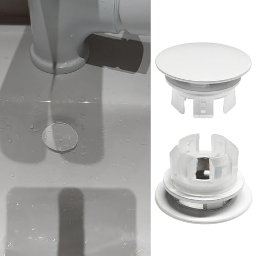 2 Pcs Sink Overflow Covers,2-Layer Sink Copper Over flow Rings,Bathroom Basin Insert in Hole Round Caps Replacement Dual Layer Overflow Cover Rings for Sink,Bathroom,Kitchen(White) - color: White