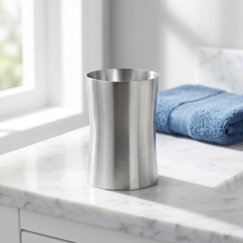 Ipetboom Stainless Steel Toothbrush Tumbler Cup for Bathroom Travel Use Smooth Polished Surface Multi Functional Water and Beverage Holder Single Travel Cup for Couples