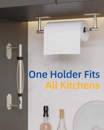 RUACQ Paper Towel Holder Under Cabinet, One Hand Tearing Paper Towel Holder with Damping Effect, Wall Mount & Adhesive Stainless Steel Paper Roll Holder for Kitchen Bathroom (Sliver) - color: Sliver, size: One Hand Tear - Oval