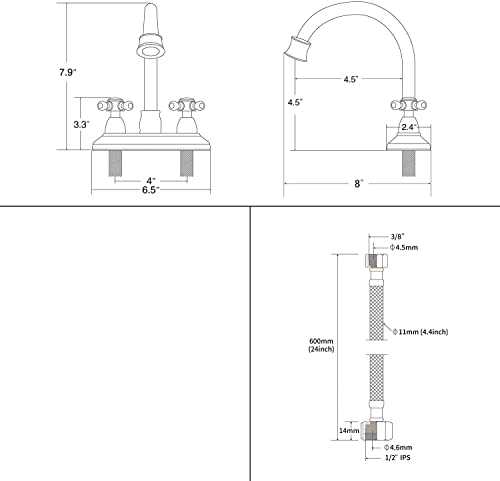 Oil-Rubbed-Bronze Bathroom Sink Faucet, Bronze 4" Centerset Vanity Faucet with Cross Handles - color: Oil Rubbed Bronze
