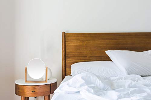 YEAKE Vanity Makeup Mirror with Natural Bamboo Stand, 8 Inch Double Sided 3X Magnification Swivel Mirror for Bathroom & Desk - color: White-oval (1x,3x)