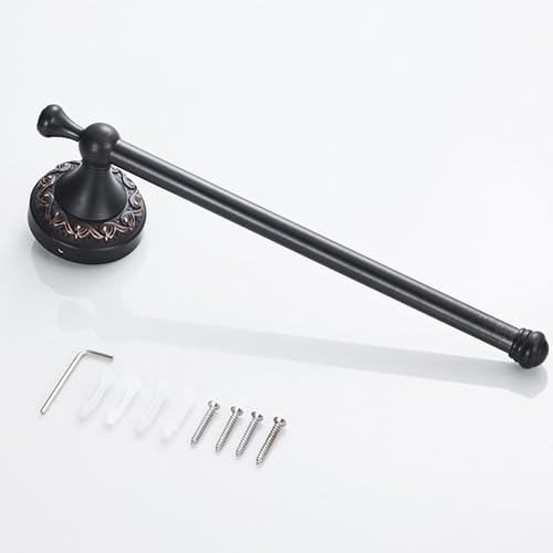 Oil Rubble Bronze Brass Bath Towel Holder Towel Rack, Wall Mounted Black Bathroom Hardware Accessories, Pattern Carving Design - color: Towel Holder