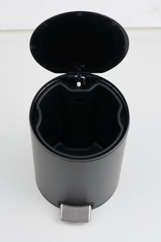 SIMPLYKLEEN Trash Can with Lid-2PC 5L/1.32 Gallon Round Step Trash Can,Small Stainless Steel Garbage Can with Soft-Close Lid, Foot Pedal, Removable Liner, Black Trash Bin for Kitchen, Office, Bathroom - color: Silver, size: 5L
