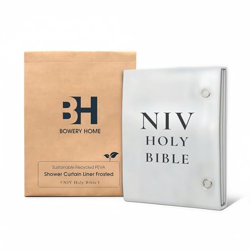 Bowery Home Eco-Friendly Recycled PEVA Shower Curtain Liner – Waterproof, Sustainable, Non-Toxic Shower Curtain Liner, NOT Made in China - 72x72in, 4G – NIV Holy Bible Verses - color: 4g / Frosted - Bible Verses