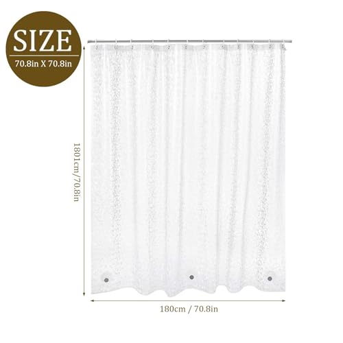 Clear Shower Curtain Liner – Waterproof EVA Plastic Shower Liner with Rustproof Metal Grommets and 12 Heavy Duty Hooks – Heavyweight Stall Shower Curtain for Bathroom(70.8" L X 70.8" W) - size: 70.8"L X 70.8"W