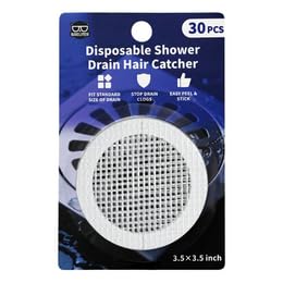 Disposable Shower Drain Hair Catcher, 30pcs Strong Adhesive Drain Cover Strainer for Shower, Bathtub and Vanity Sink, Waterproof Mesh Filter Stickers to Prevent Clogs, Tear-Resistant