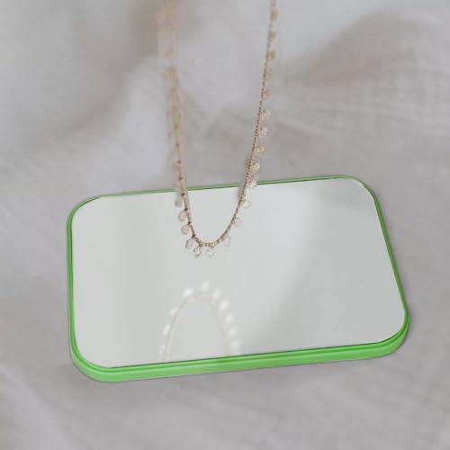 8-Inch Table Desk Vanity Makeup Mirror, Simple Portable Travel Mirror with Stand, Standing and Wall Hanging Dual-use, Green - color: Green