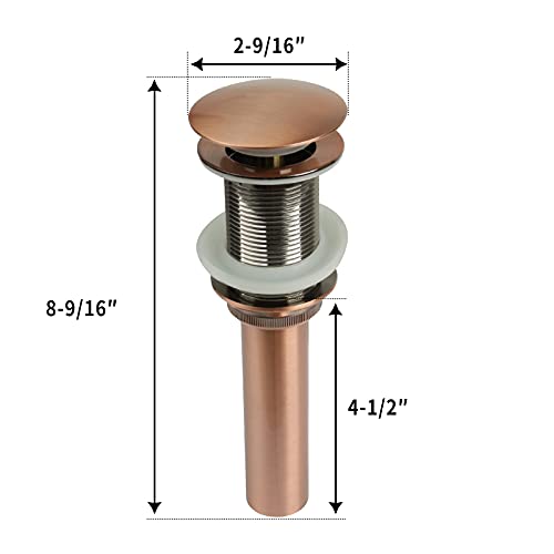 Copper Push Button Bathroom Sink Drain Stop & Pop Lavatory Stopper Without Overflow Bathroom Basin - color: Copper, style: Without Overflow