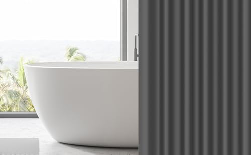 EHZNZIE Dark Grey Shower Curtain Liner 72x72, PEVA Waterproof Bath Curtain, No Chemical Smell, 3 Weighted Magnets, Durable with Rustproof Metal Grommets - color: Dark Grey, size: 72"W x 72"L (Pack of 1)
