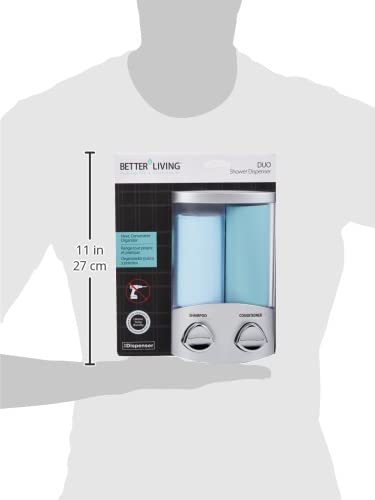 Better Living Products 76234-1 Duo 2-Chamber Dispenser, Satin Silver (Pack of 6) - color: Satin Silver, size: 2-Chamber (Pack of 6)