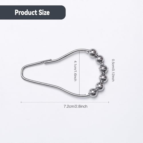 Shower Curtain Hooks, Rust Proof Stainless Steel Hooks for Bathroom Shower Rods, Polished Nickel, 12 Pcs - color: Polished Nickel