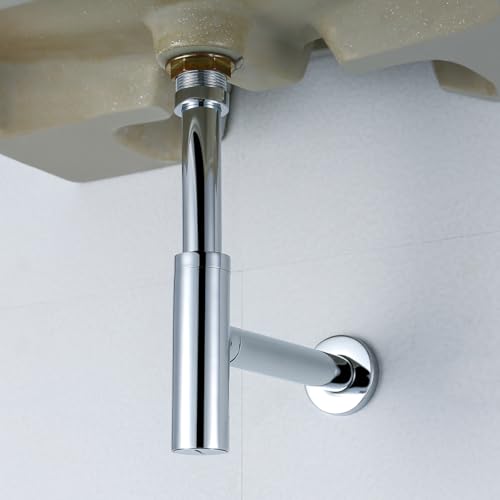 Bathroom Basin Sink Bottle Trap Waste Pipe 1-1/4 inch Slip Inlet Drain Tube Kit,Extra Long Slip Joint Extension Tube Tailpiece for Sink Drain,Smooth Polished Chrome,SW-83088C. - color: T01-Chrome