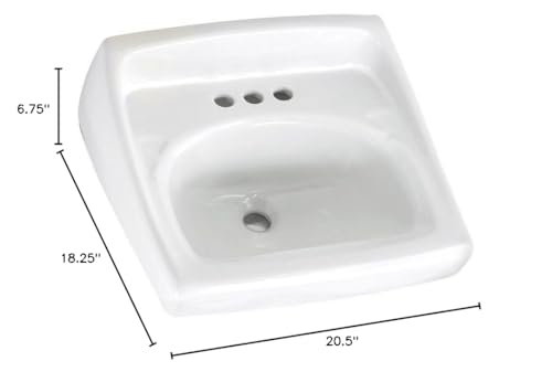 American Standard 0355.012.020 Lucerne Wall-Mount Lavatory Sink with 4-Inch Faucet Holes, White