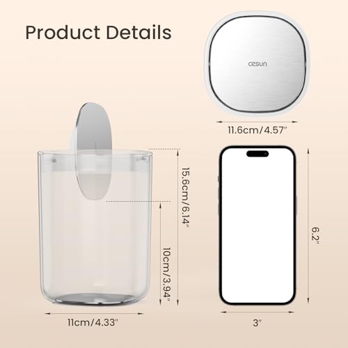 Cesun Mini Desktop Trash Can with Swing Lid, 0.4 Gal Desk Trash Can, White | Removable Lid, Tiny Garbage Can for Tabletop/Counter/Home Office/Makeup Area/Car Interior, Odor Seal, Stain Resistant, Sturdy - color: White
