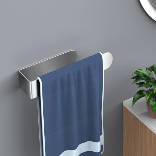 HUFEEOH Hand Towel Holder, Silver Hand Towel Bar, Self Adhesive Bathroom Towel Bar Stick on Wall, Stainless Steel Brushed - color: Silver, size: 8 Inch