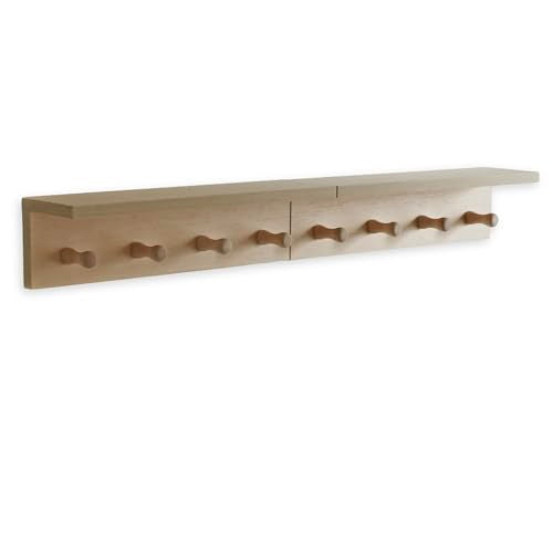 Entrance Coat Rack ,Coat Hooks, Wall-Mounted Wooden Hook Rack, Wall-Mounted Shelves are Very Suitable (Birch Color Finish—A-2) - style: Birch color finish—A-2